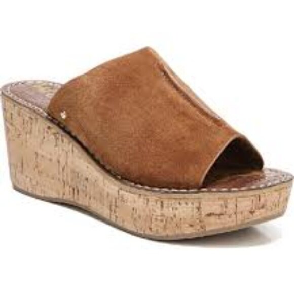 Womens Sam Edelman Suede brown clog wedge sandals size 8.5 - Picture 1 of 5